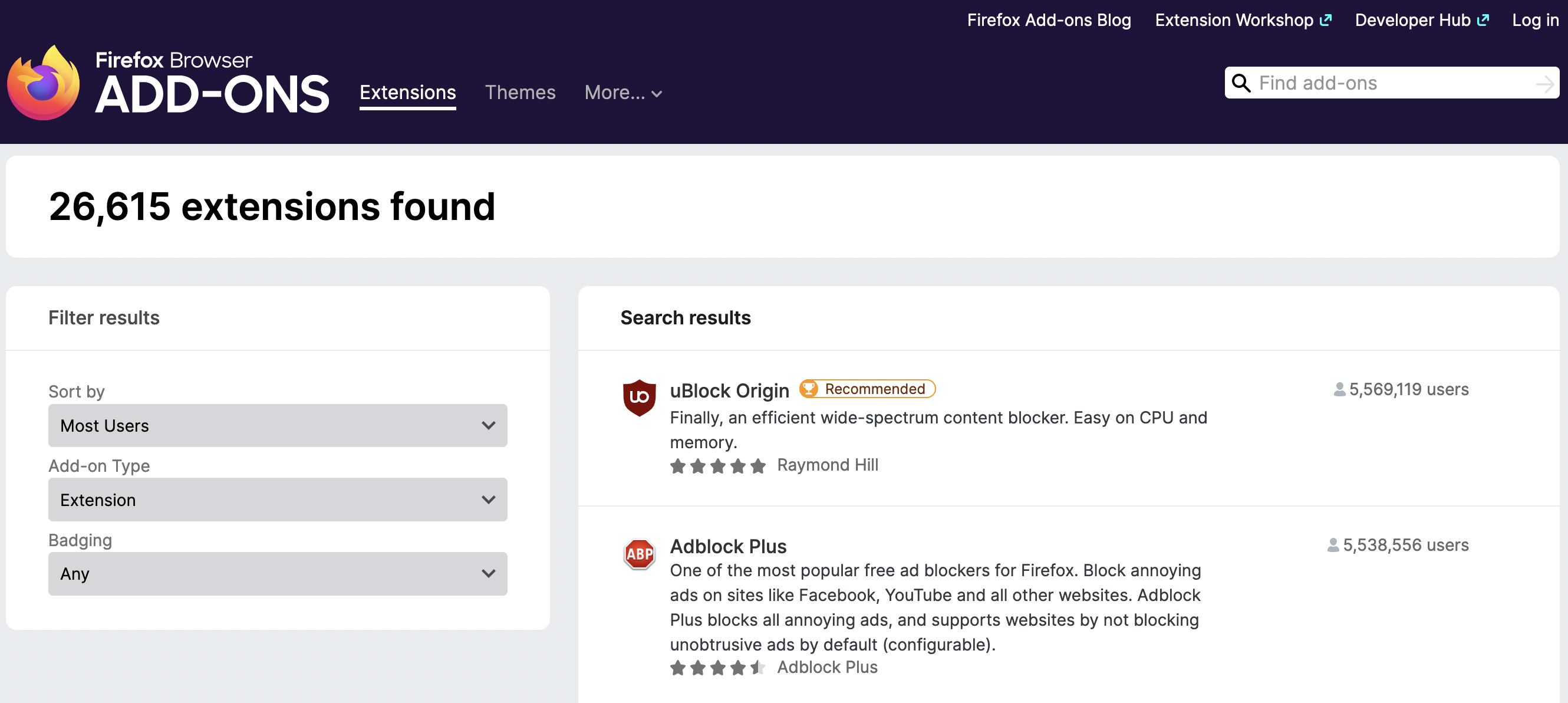 uBlock Origin 成为 Firefox 最受欢迎扩展