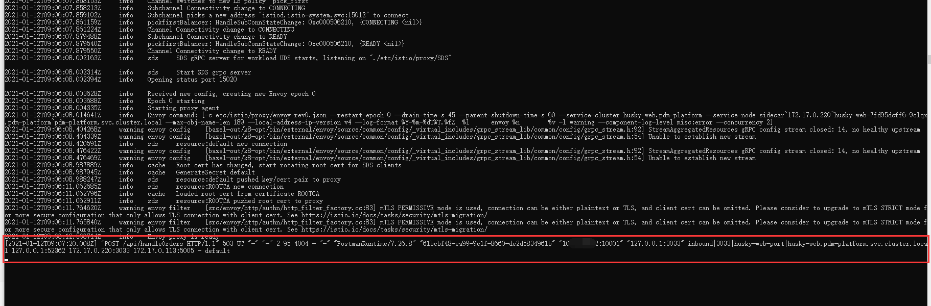 Upstream connect error or disconnect reset before headers reset reason