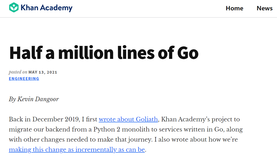 50 万行 Go 代码，美国一组织从 Python 2 迁移到 Go