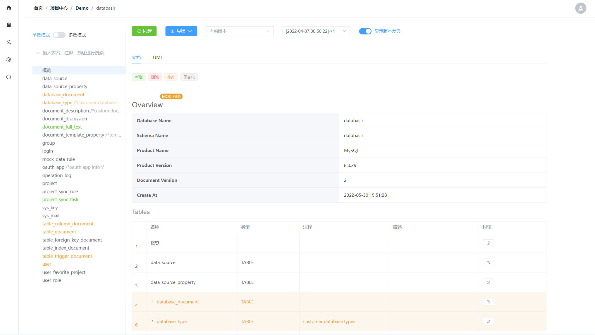 Databasir v1.0.6，从 DB 文档管理到元数据管理