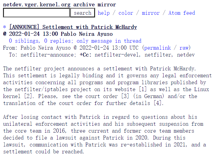 达成和解，Linux 社区拒绝利用 GPL 向用户勒索钱财