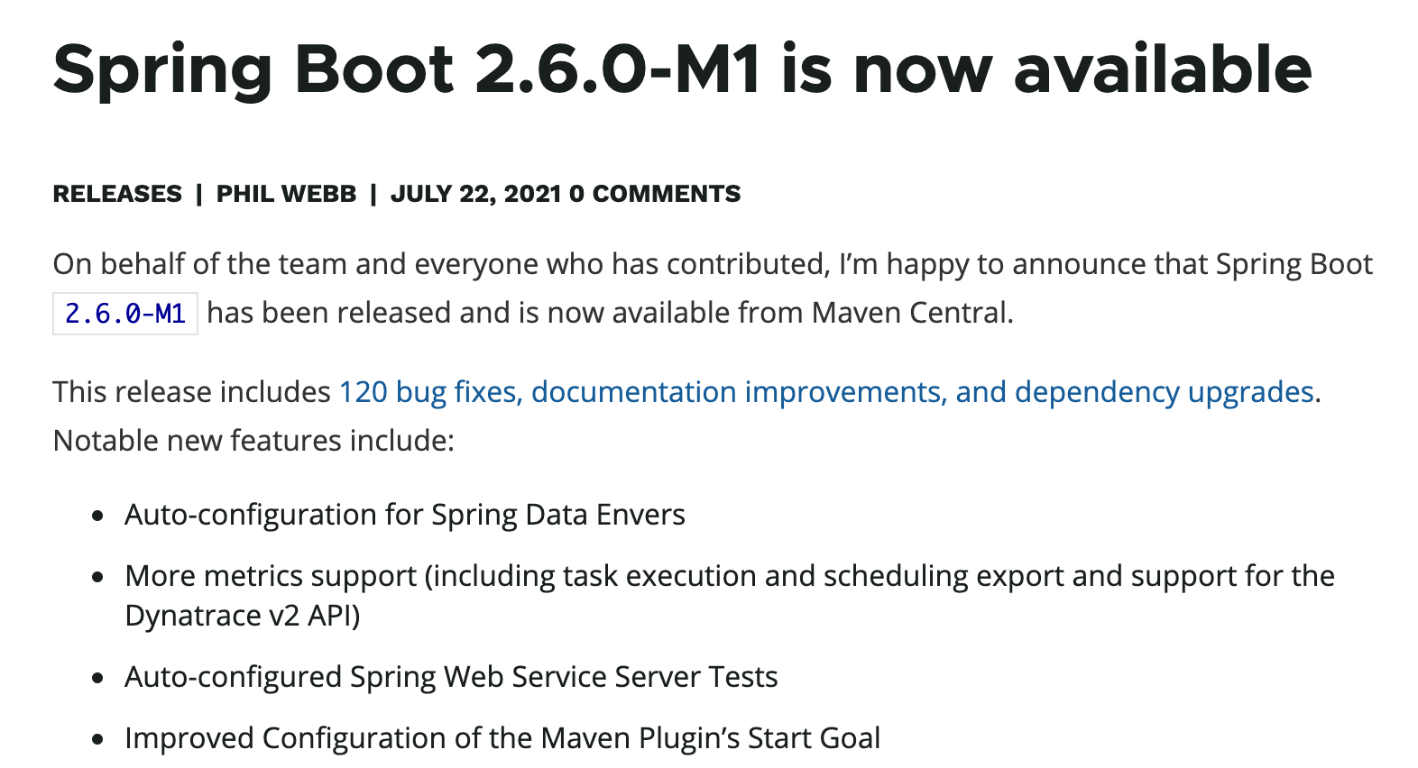 Spring Boot 2.6.0-M1 已发布