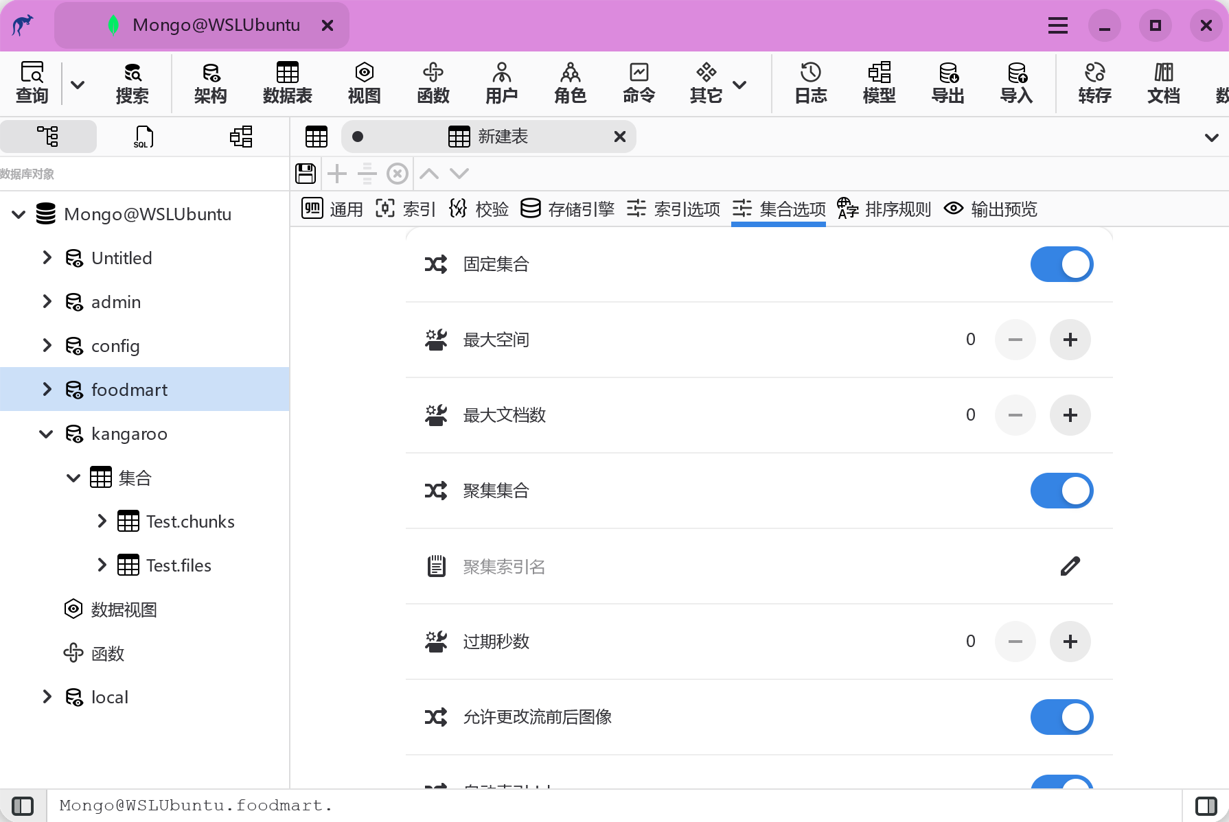 MongoDB 集合设计视图之属性页