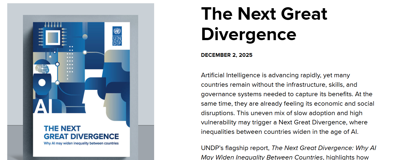 联合国报告：AI 可能加剧全球贫富差距