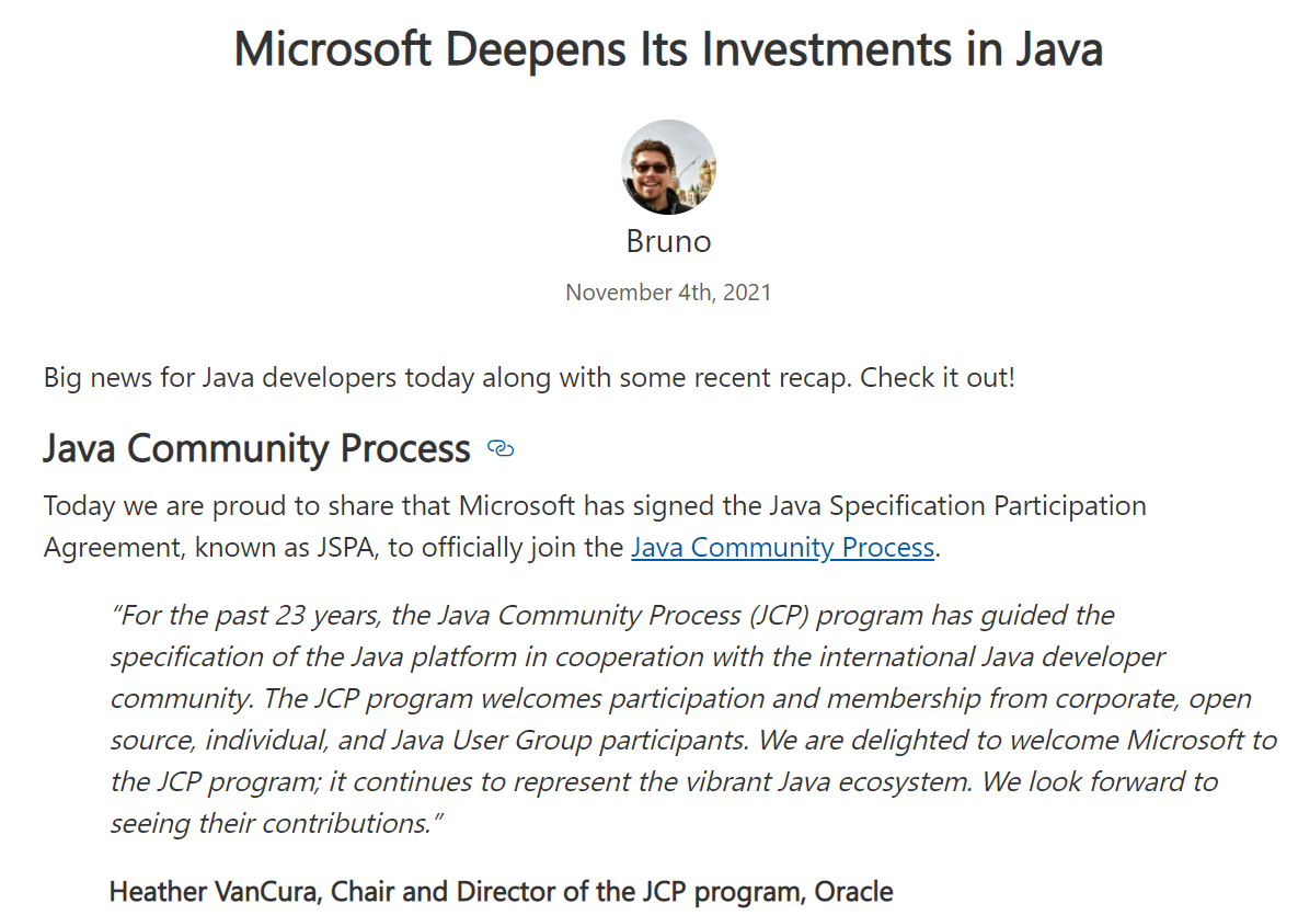 微软加入 Java Community Process，计划推进两年制 LTS 节奏