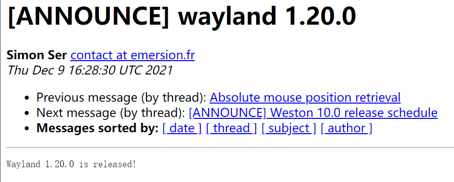 Wayland 1.20 正式发布