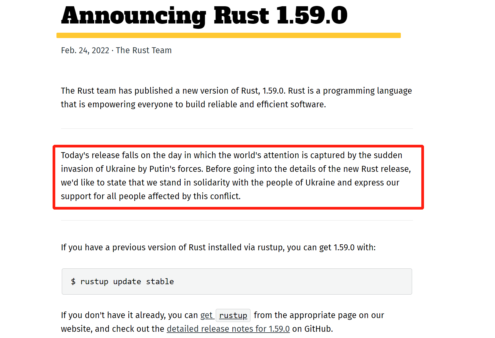 用户发帖称官方技术版块不该参与政治，Rust 社区锁帖