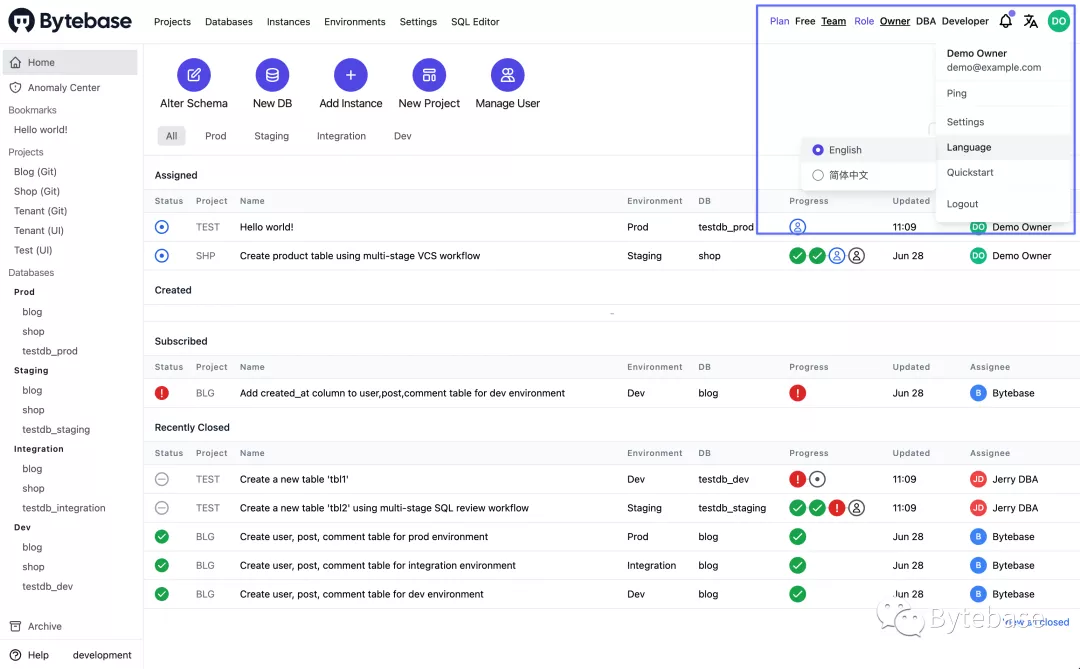 Bytebase 0.10.0 发布，数据库 Schema 变更管理工具