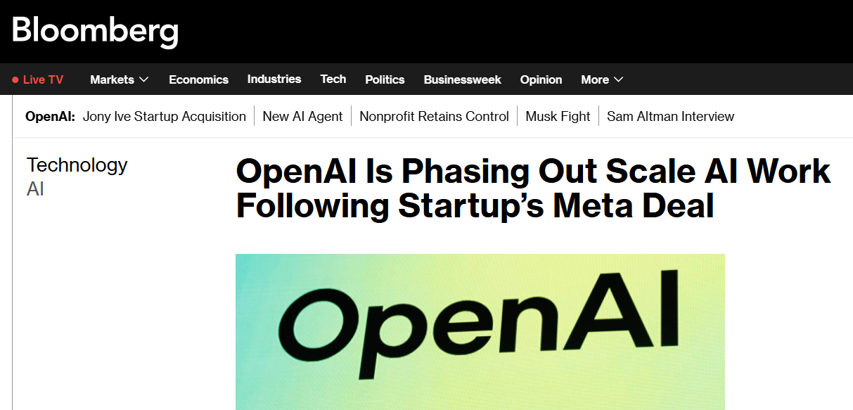 ​OpenAI 终止与 Scale AI 合作