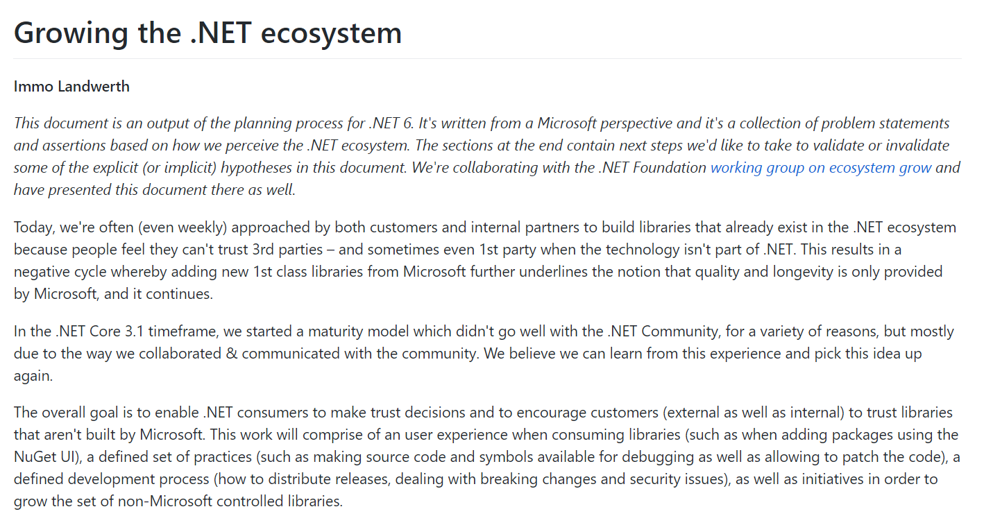 划入 .NET 6 版本目标，微软鼓励开发人员信任第三方库