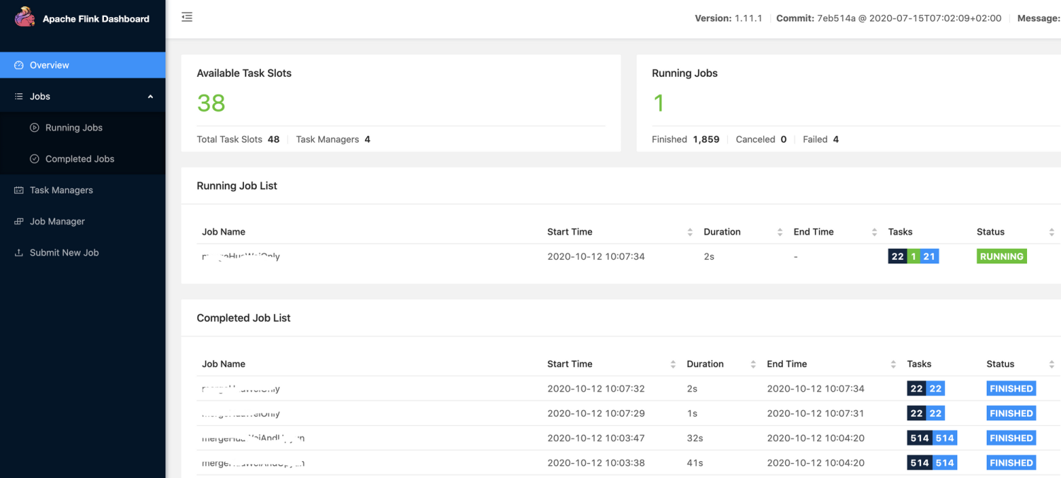 Flink管理平台页面