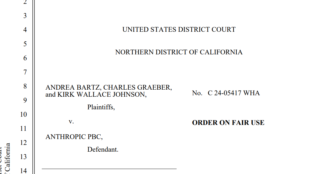 加州法院裁定使用版权内容训练 AI 合规