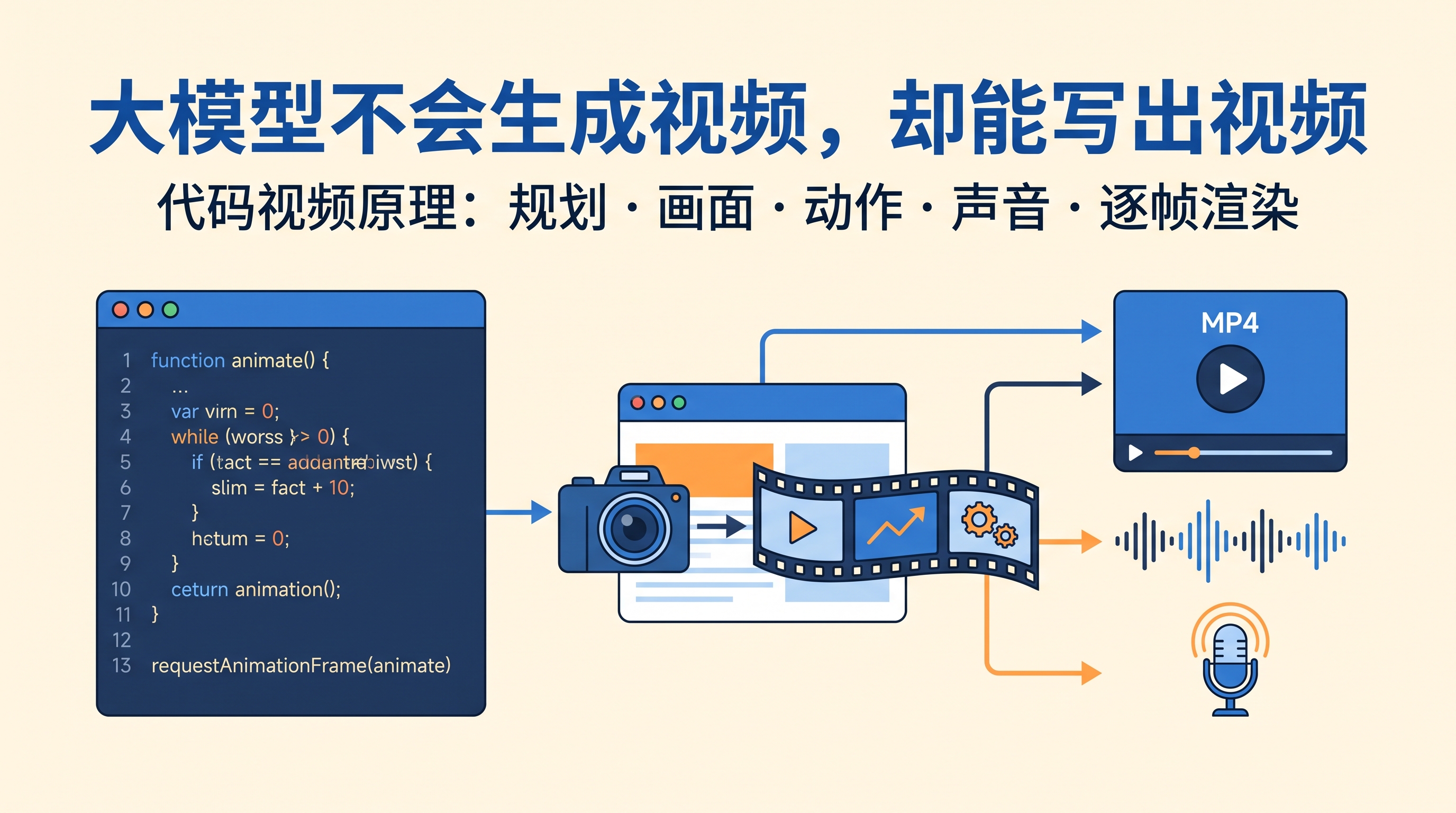 大模型不会生成视频,却能写出视频