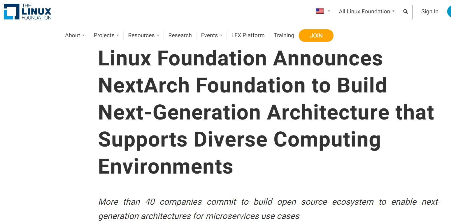 Linux 基金会宣布成立 NextArch Foundation 下一代架构基金会