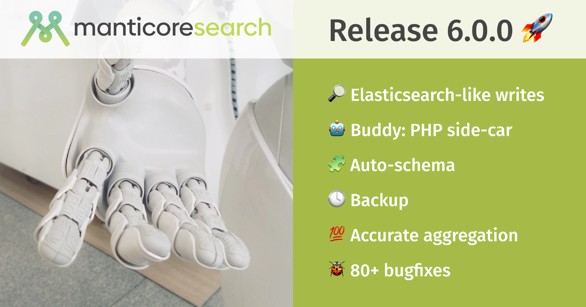 Manticore Search 6 正式发布，C++ 高性能搜索引擎