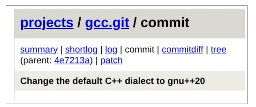 GCC 16 默认使用 C++20 标准