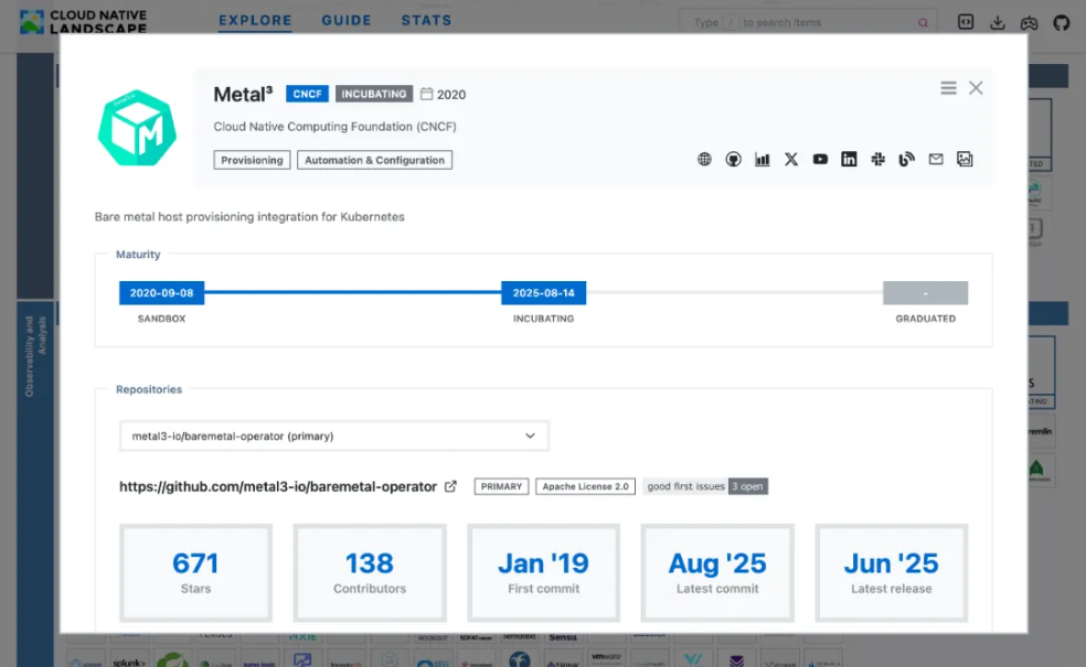 Metal3 成为 CNCF 孵化项目