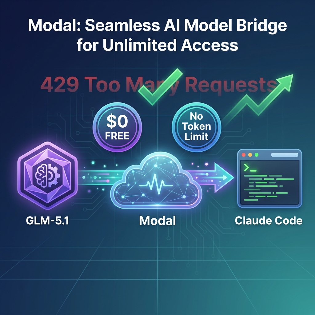Modal 把 GLM-5.1 桥接到 Claude Code:零成本、不限 Token、绕开 429 限流