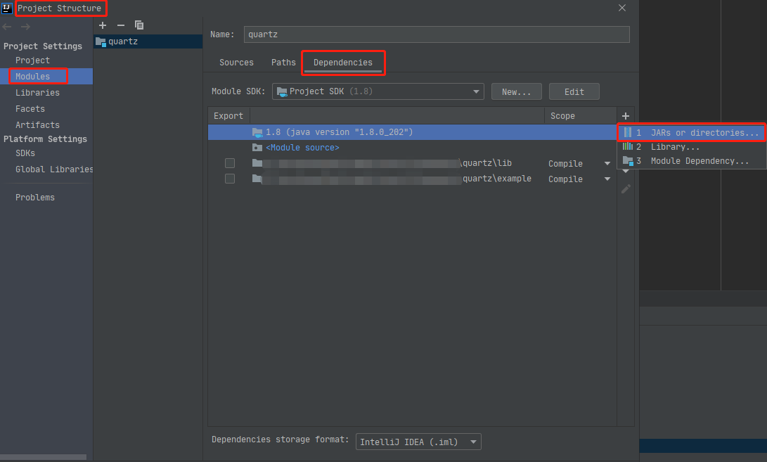 配置 Quartz 所需要的 jar 为依赖项