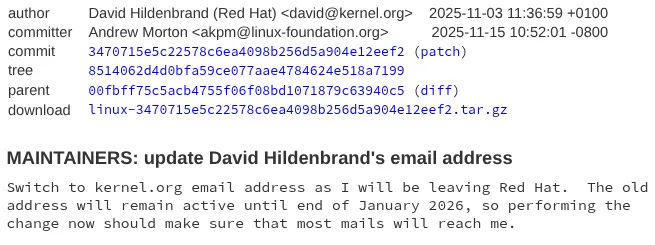 红帽资深 Linux 内核工程师 David Hildenbrand 将于明年离职