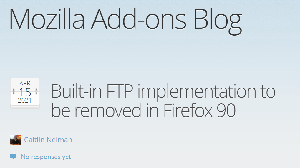 Firefox 将不再支持 FTP 协议