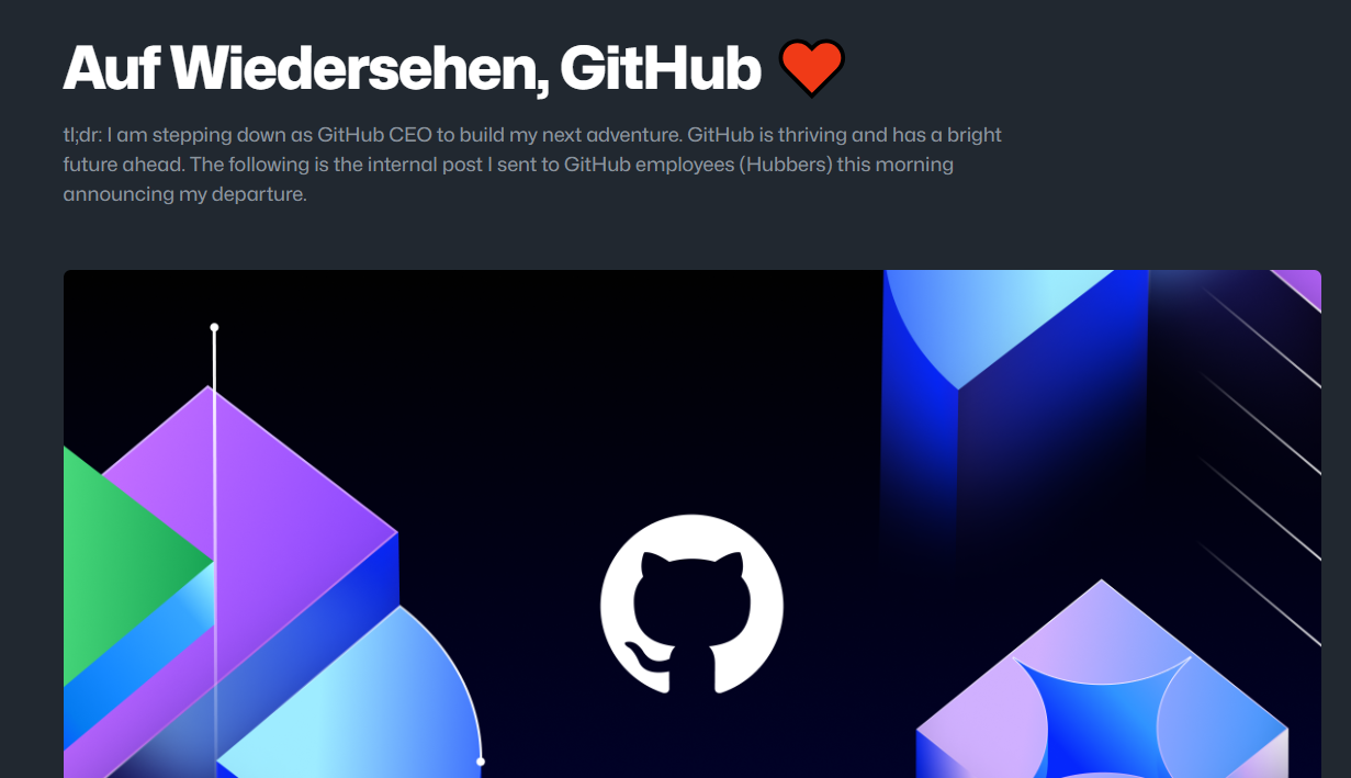 GitHub CEO 即将离职，重新成为一名“创始人” - OSCHINA - 中文开源技术交流社区