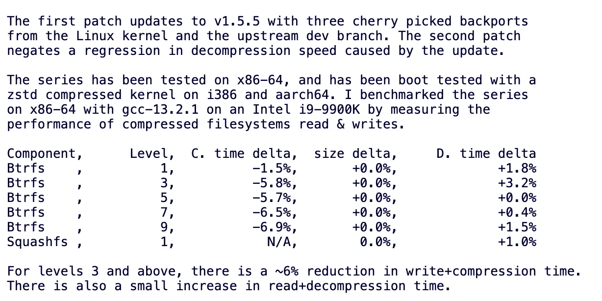 Linux 6.8 将更新 Zstd 代码以获得更好的压缩性能