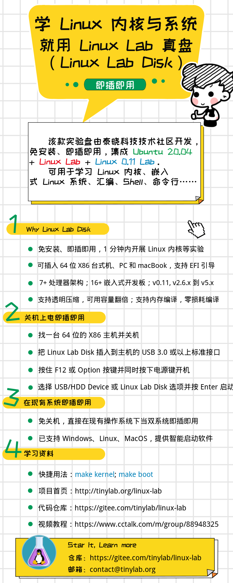 Linux Lab 发布 v0.7 正式版，新增即插即用 Linux Lab 实验盘，一分钟内即可开展内核实验