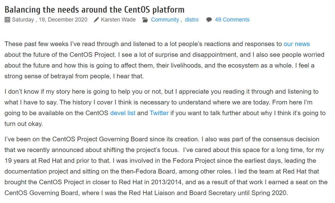 红帽为 CentOS 决策辩护：Stream 可覆盖 95% 的用户工作负载