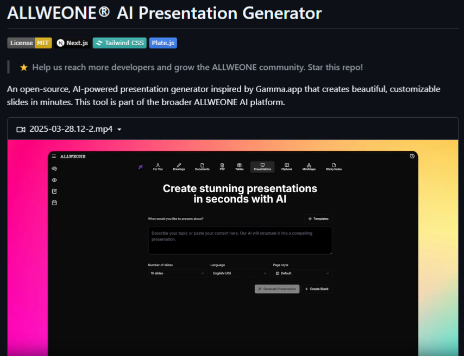 一句话生成专业 PPT，Presentation-AI 开源上线