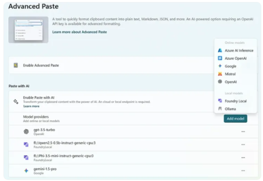 微软推出 AI 驱动的复制粘贴功能，实现本地 AI 处理