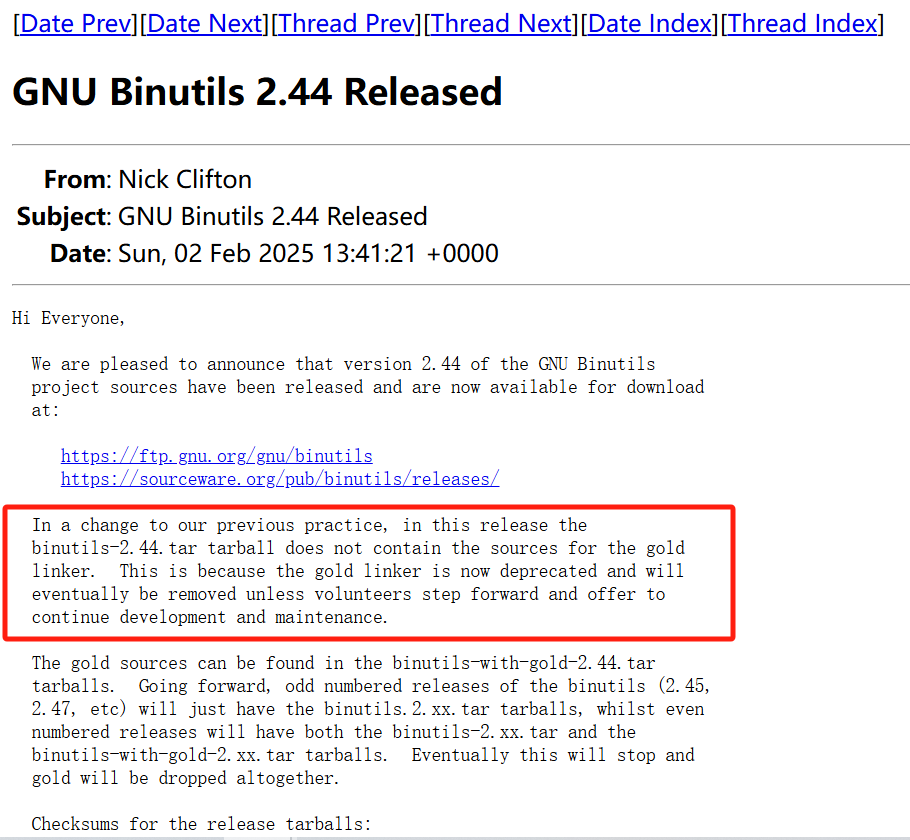 缺乏维护人员，GNU Gold Linker 或将被彻底弃用