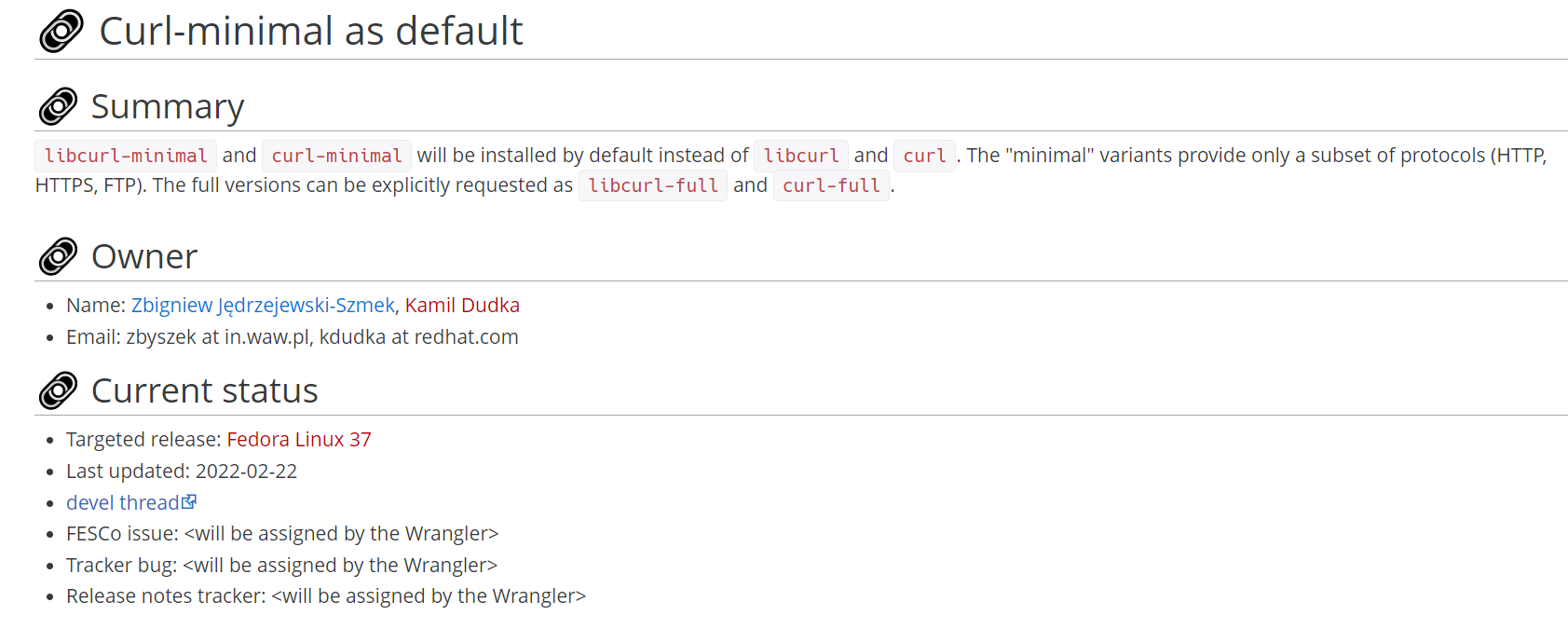 Fedora 37 将使用最小 Curl 包，仅支持 HTTP(S) 和 FTP 协议