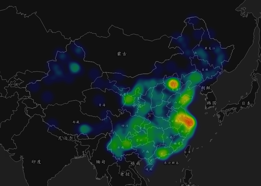 机场分布热力图