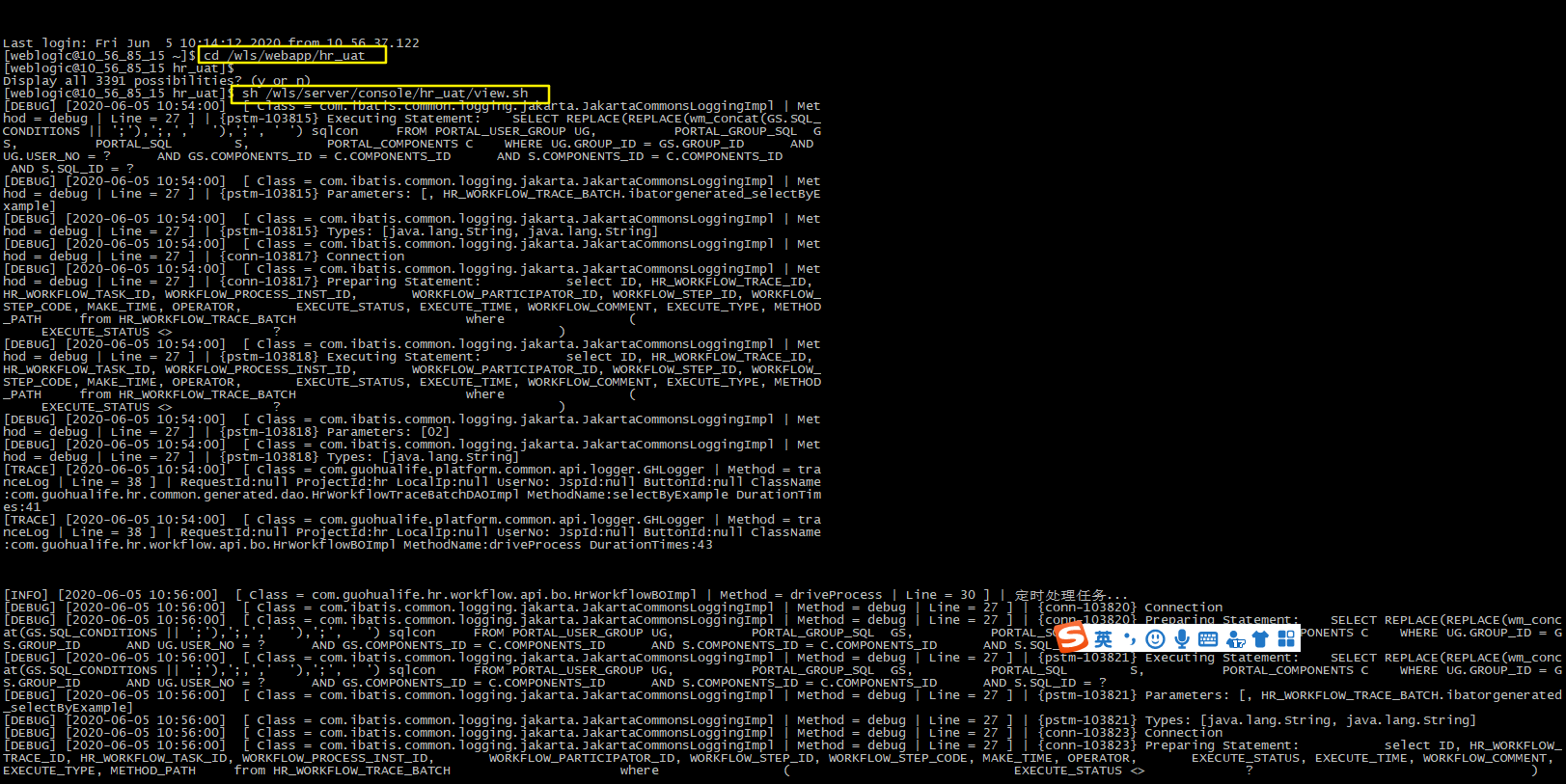 服务器日志视图