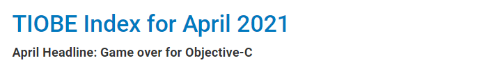 TIOBE 4 月榜单：Fortran 挤掉 Objective-C 重回前 20