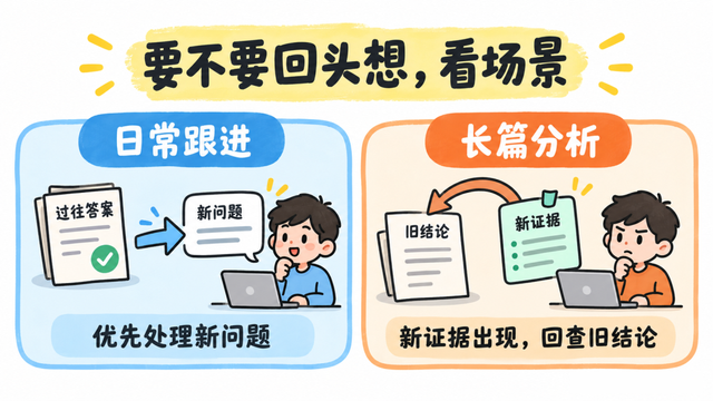 日常跟进和长篇分析采用不同的回查方式