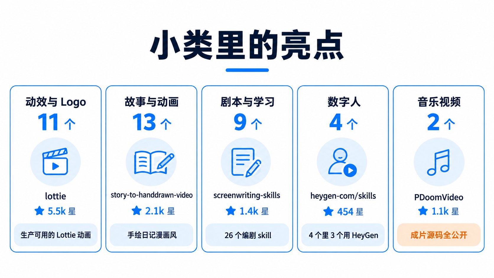 五个小类的代表项目