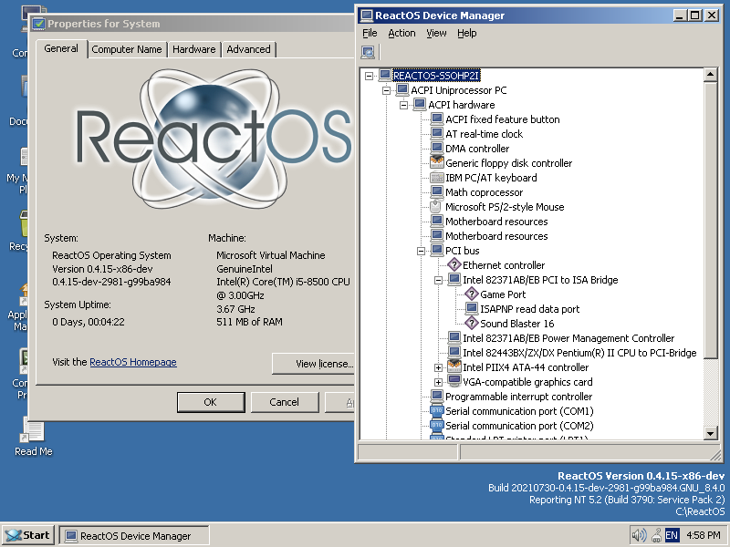 ReactOS 上半年工作回顾，更稳定的 amd64 版本