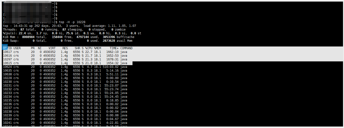 top命令查看线程