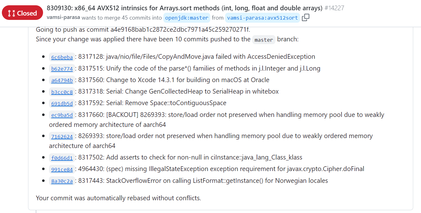 OpenJDK 合并英特尔 x86-simd-sort，将数据排序速度提高 7-15 倍