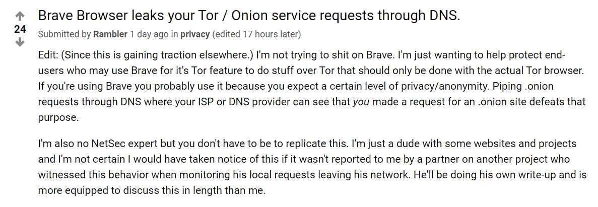 Brave 浏览器的隐私漏洞会暴露用户访问的 onion URL