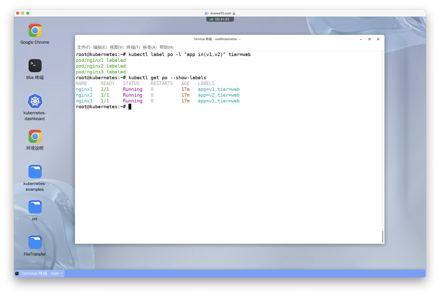 Add a new label tier=web to all pods having 'app=v2' or 'app=v1' labels.