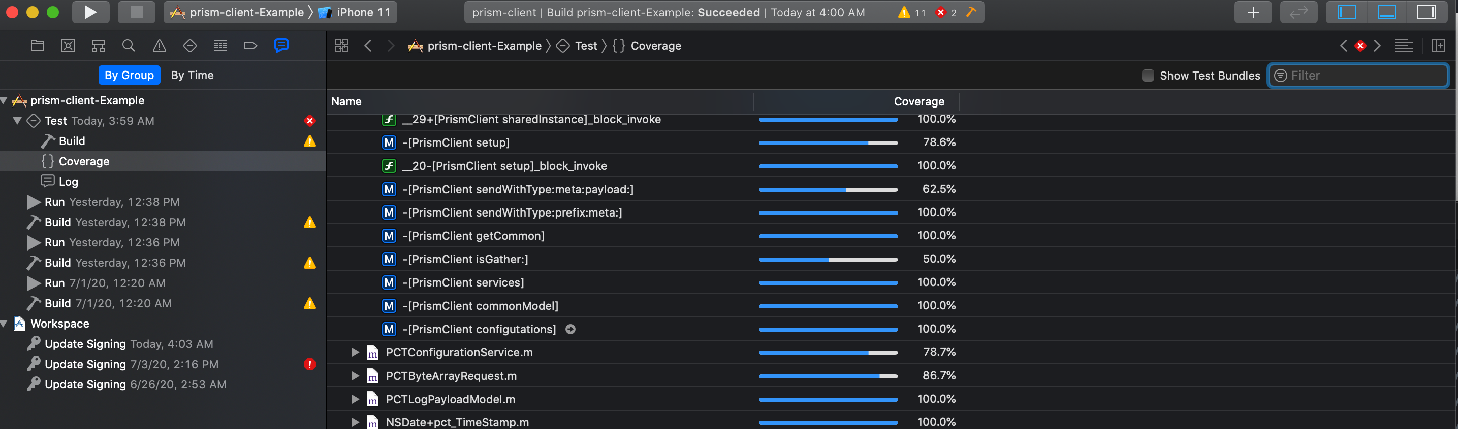 Xcode 测试覆盖率