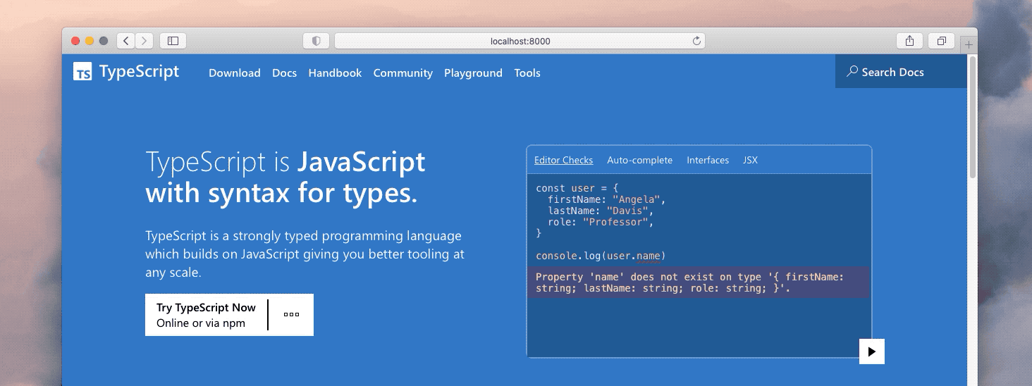 TypeScript 官网启用新的主页